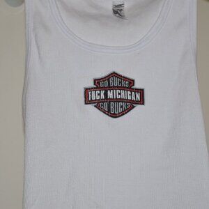 White “F Michigan” Harley Logo Tank - Size Medium Fits Small